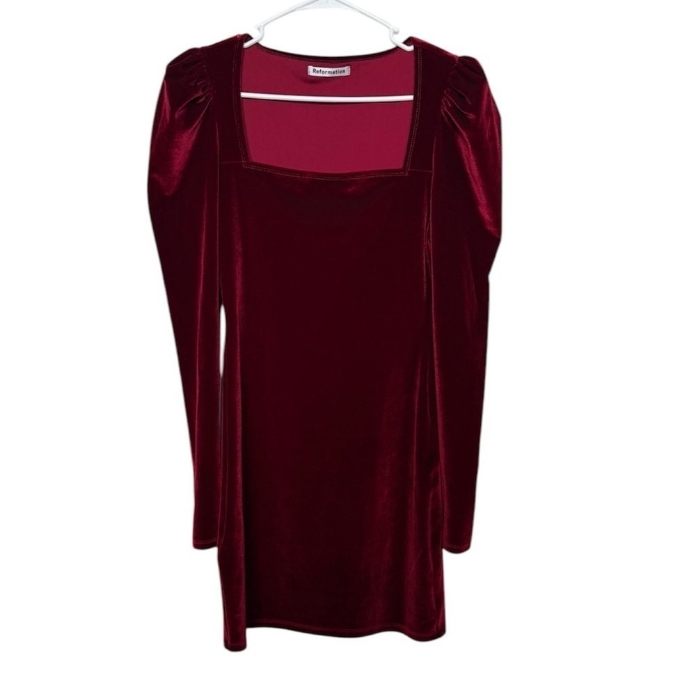 Reformation Lunar Velvet Dress In Crimson Size Small